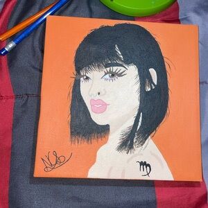Virgo Painting on Canvas with Orange Background